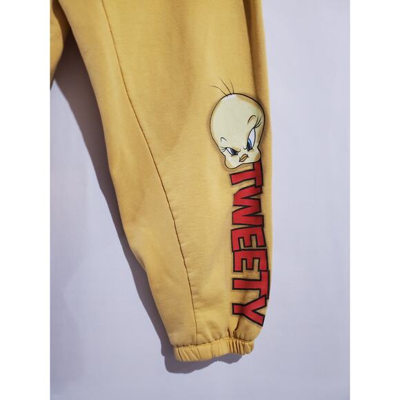 Looney Tunes Tweety Bird Pull On Jogger Sweatpants Womens Size XL Yellow Pockets - Picture 2 of 9